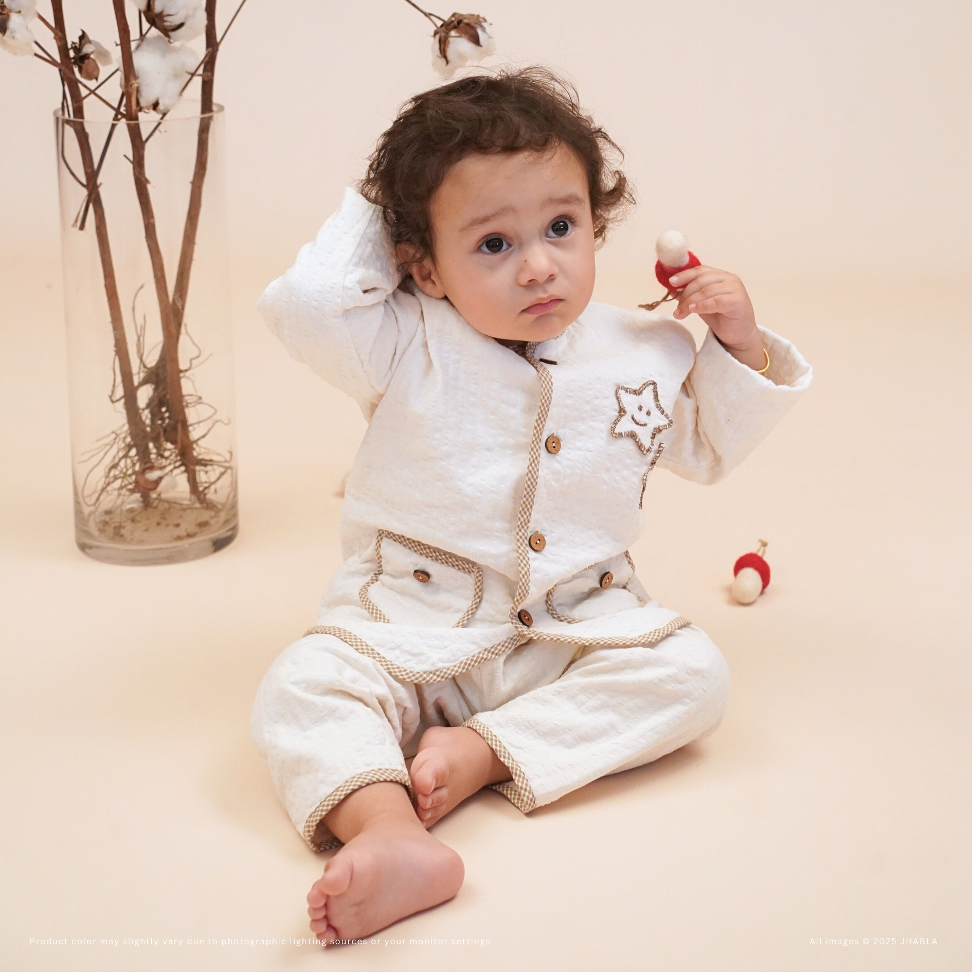 AC Essential – Baby Cotton Quilted Jacket, Jhabla Pajama Set