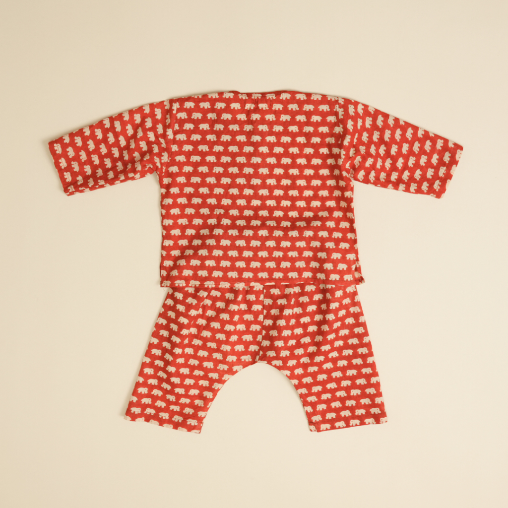 Magic Red Elephant - Boy Kurta Pajama Set - Image 4