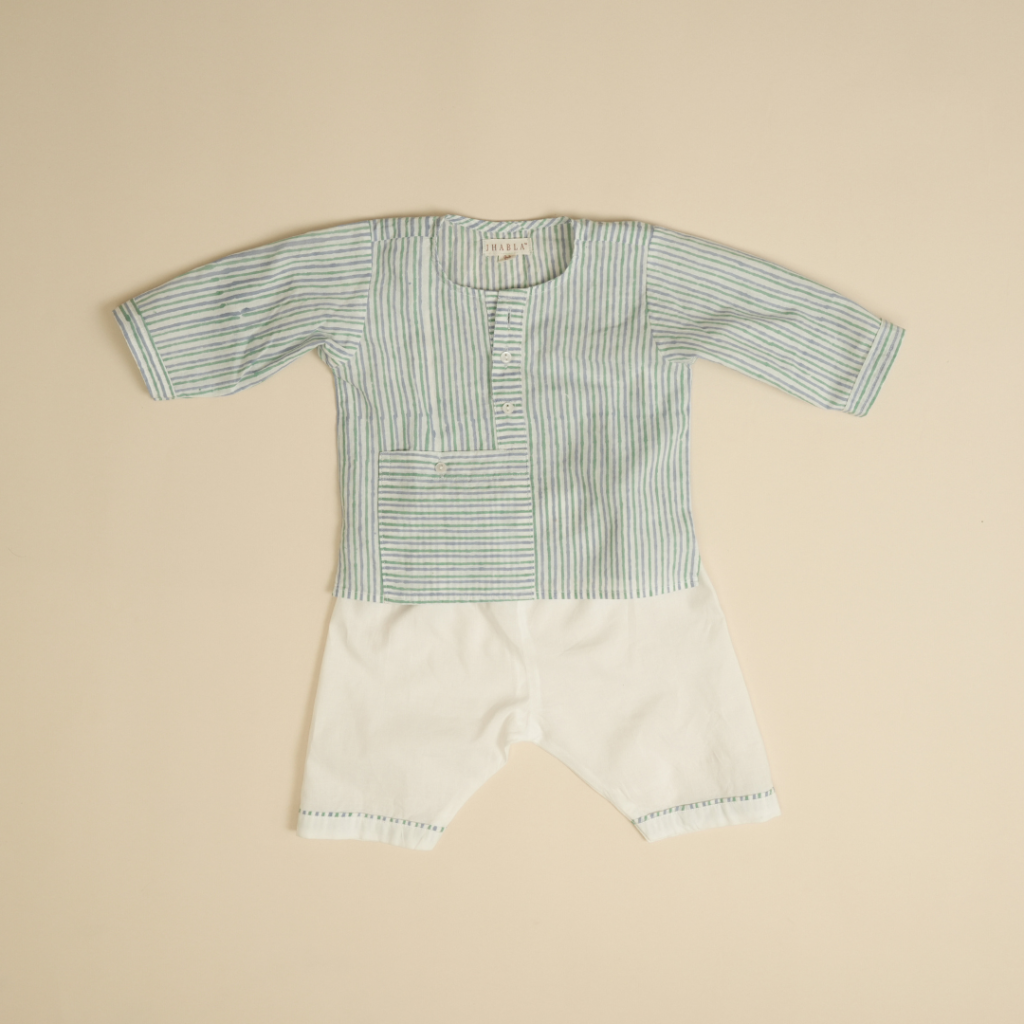 Shades Of Cyan - Boy Jhabla Pajama Set - Image 3