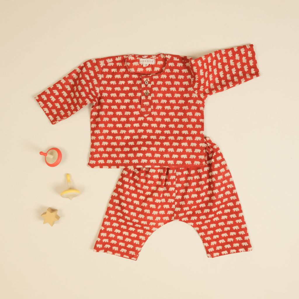 Magic Red Elephant - Boy Kurta Pajama Set