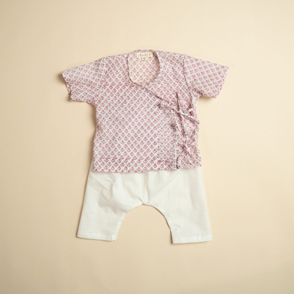 Pink Posies - Unisex Jhabla Pajama Set - Image 3