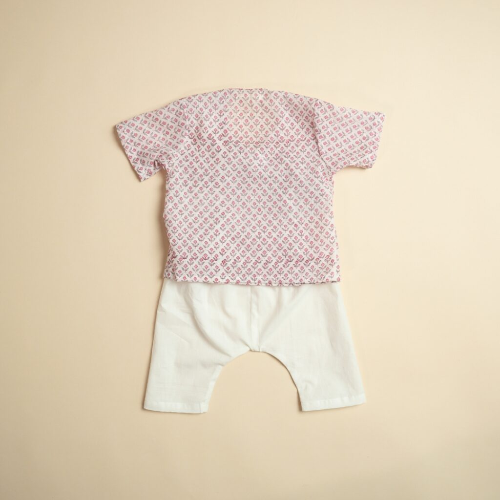 Pink Posies - Unisex Jhabla Pajama Set - Image 4