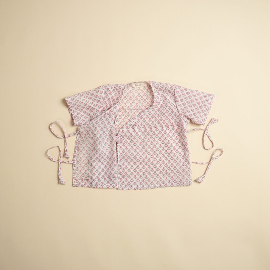 Pink Posies - Unisex Jhabla Pajama Set - Image 8