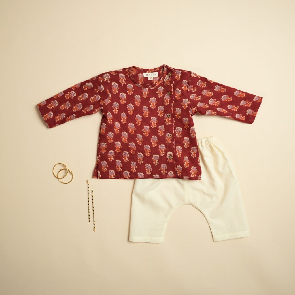 Surkh - Unisex Angrakha Pajama Set