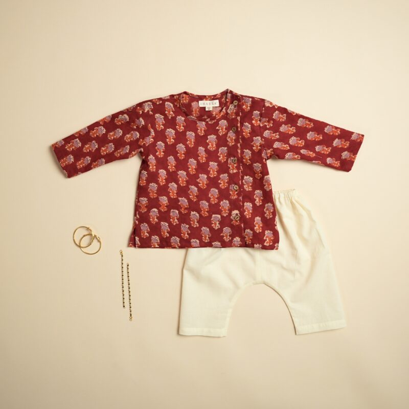 Surkh - Unisex Angrakha Pajama Set