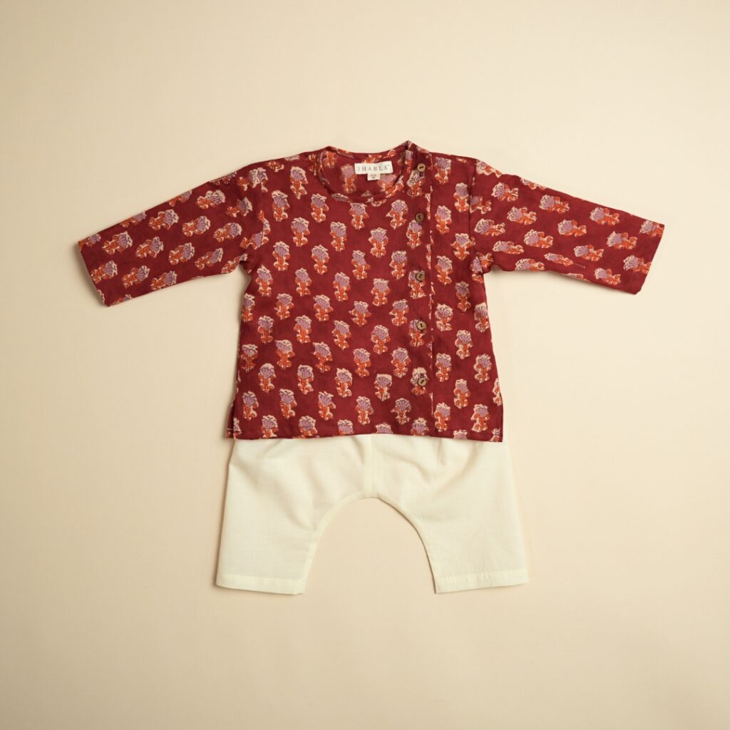 Surkh - Unisex Angrakha Pajama Set - Image 3