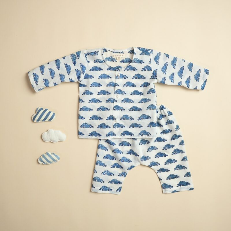 Vroom Vroom (Blue) - Boy Jhabla Pajama Set