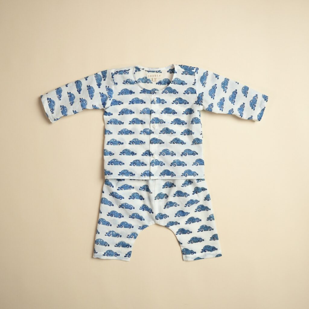 Vroom Vroom (Blue) - Boy Jhabla Pajama Set - Image 3