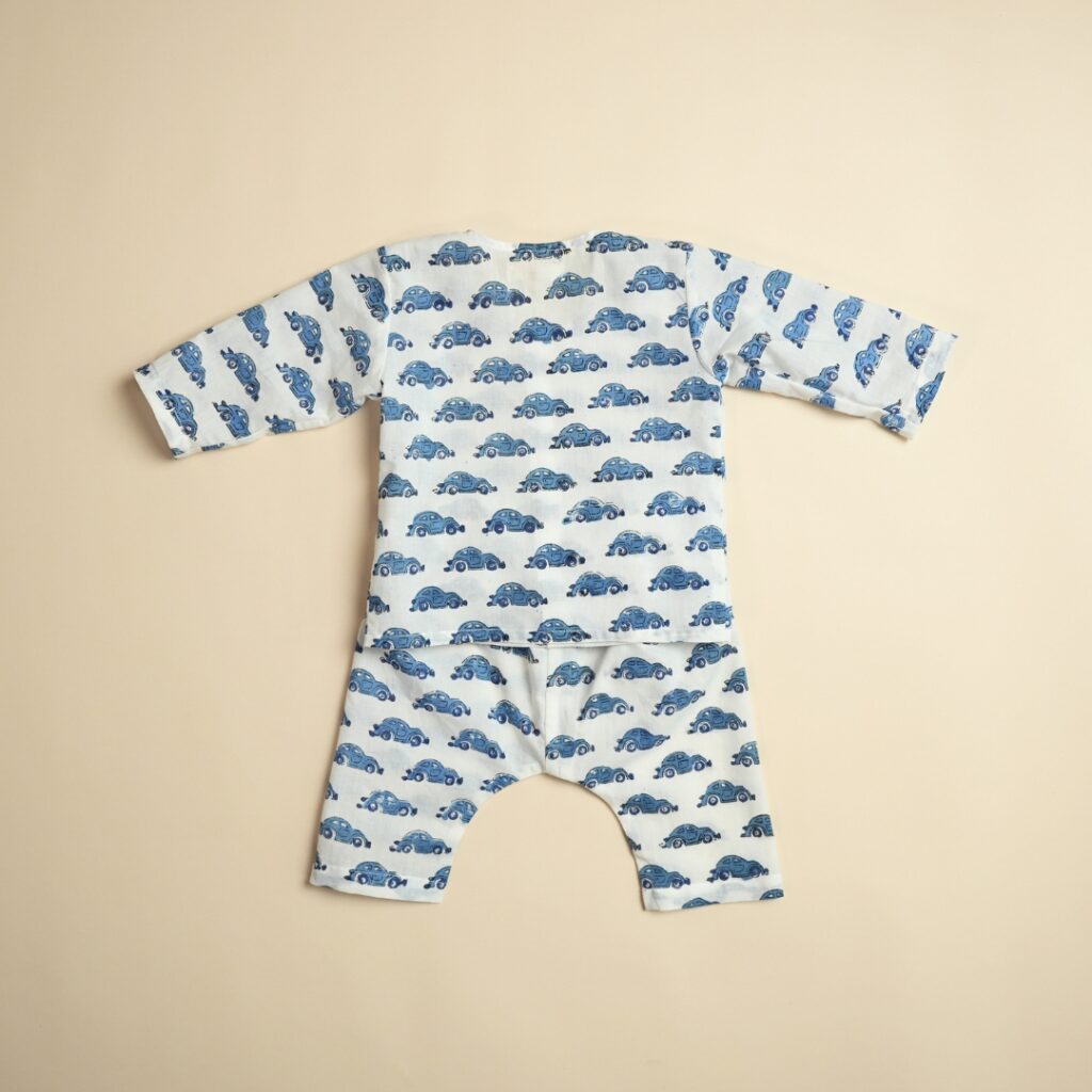 Vroom Vroom (Blue) - Boy Jhabla Pajama Set - Image 4