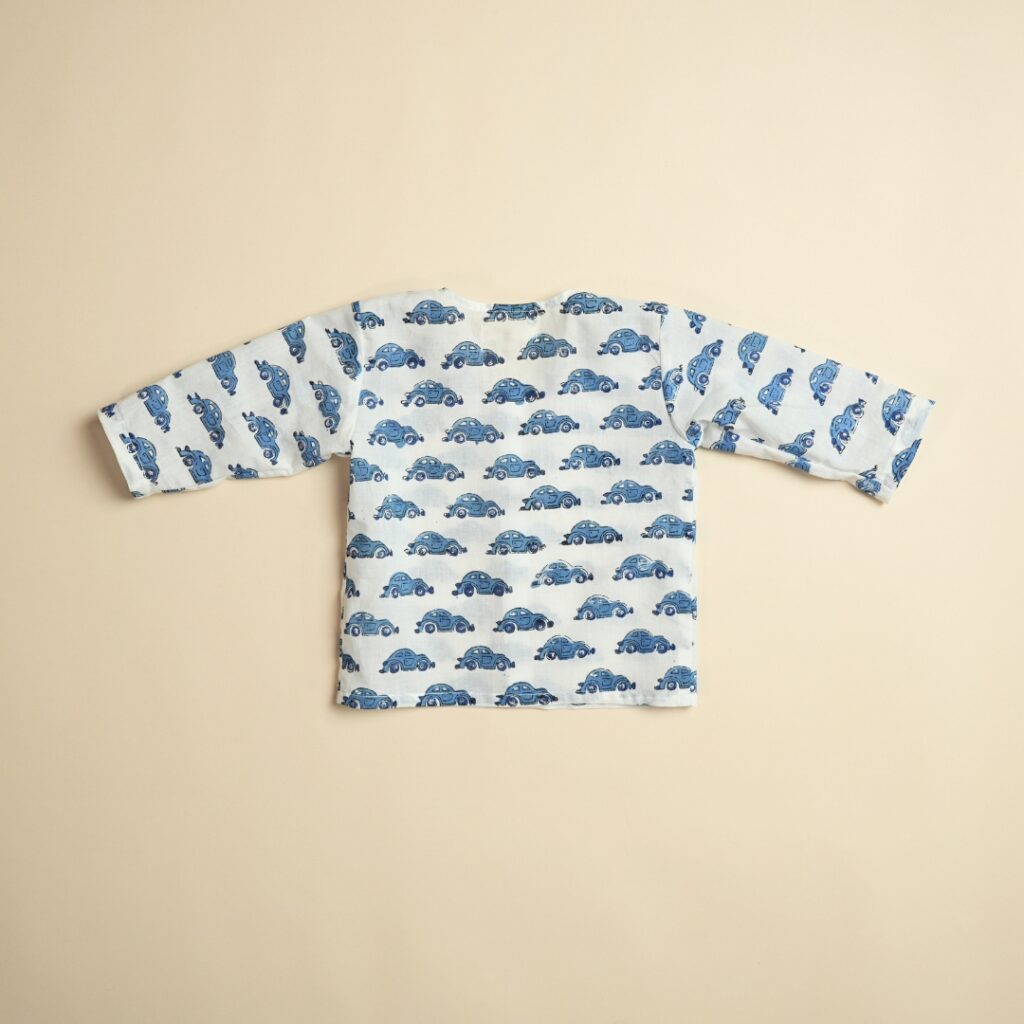 Vroom Vroom (Blue) - Boy Jhabla Pajama Set - Image 6