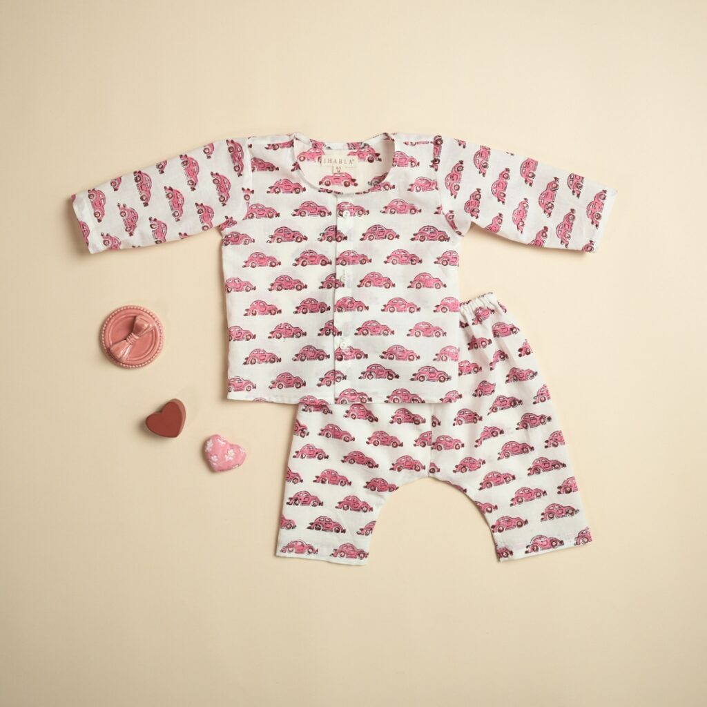 Vroom Vroom (Pink) - Girl Jhabla Pajama Set
