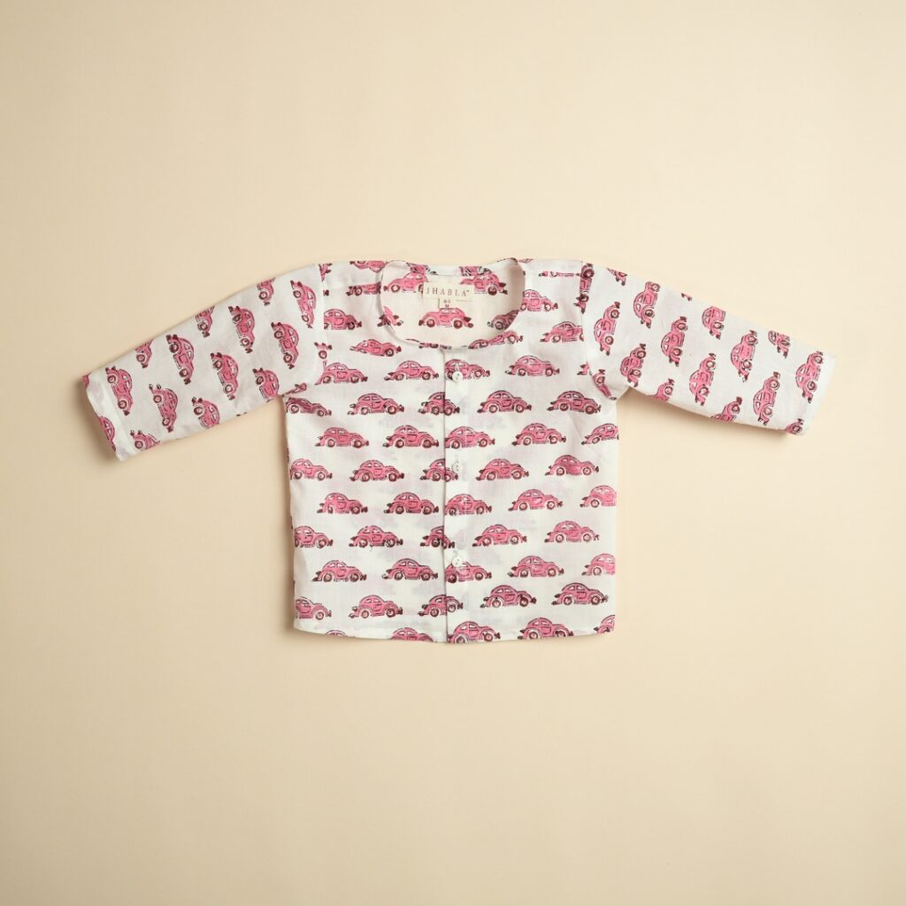 Vroom Vroom (Pink) - Girl Jhabla Pajama Set - Image 5