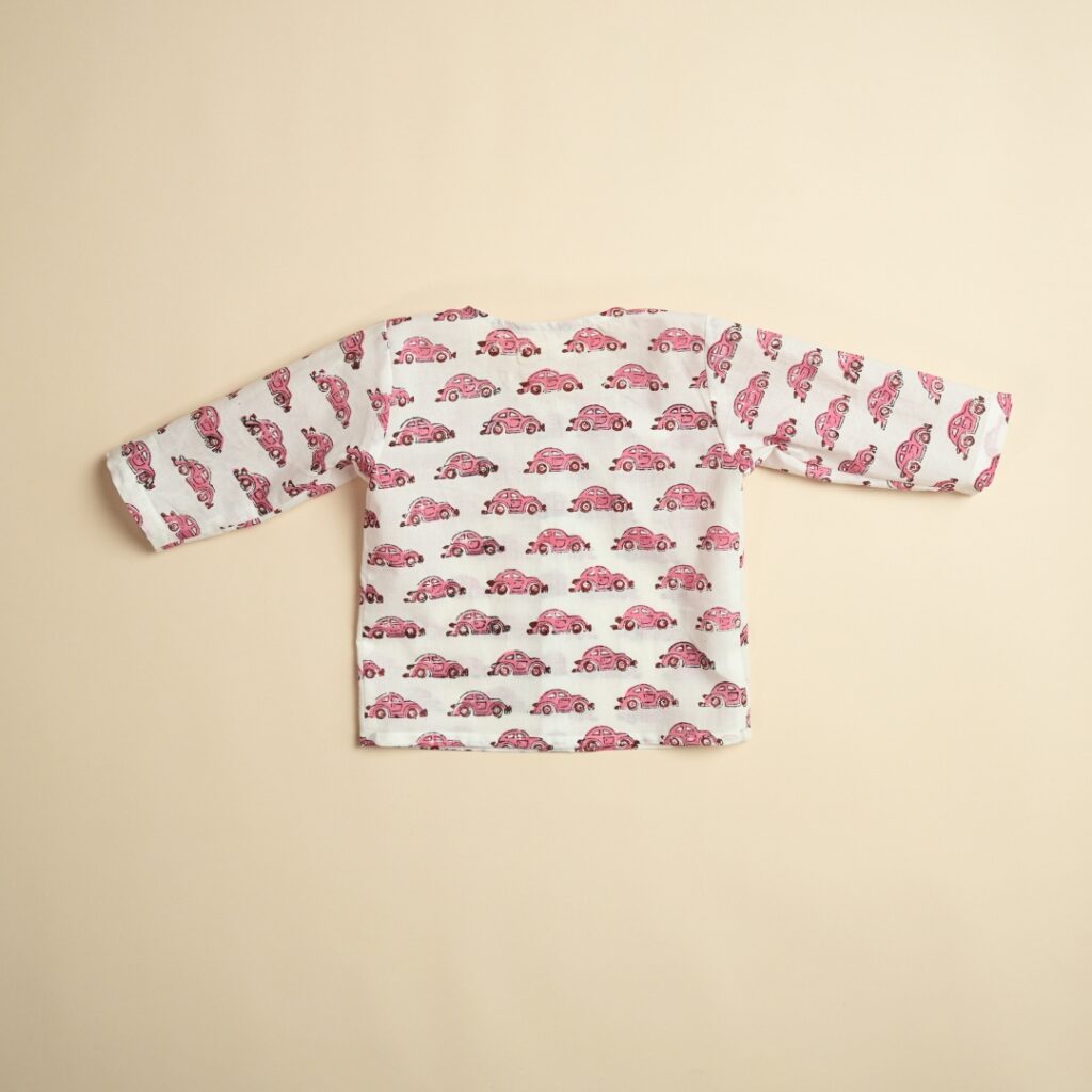 Vroom Vroom (Pink) - Girl Jhabla Pajama Set - Image 6