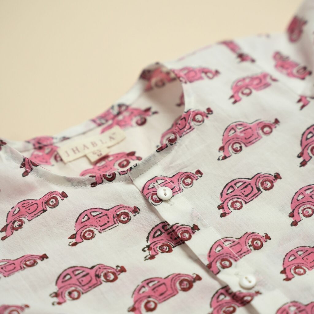 Vroom Vroom (Pink) - Girl Jhabla Pajama Set - Image 9