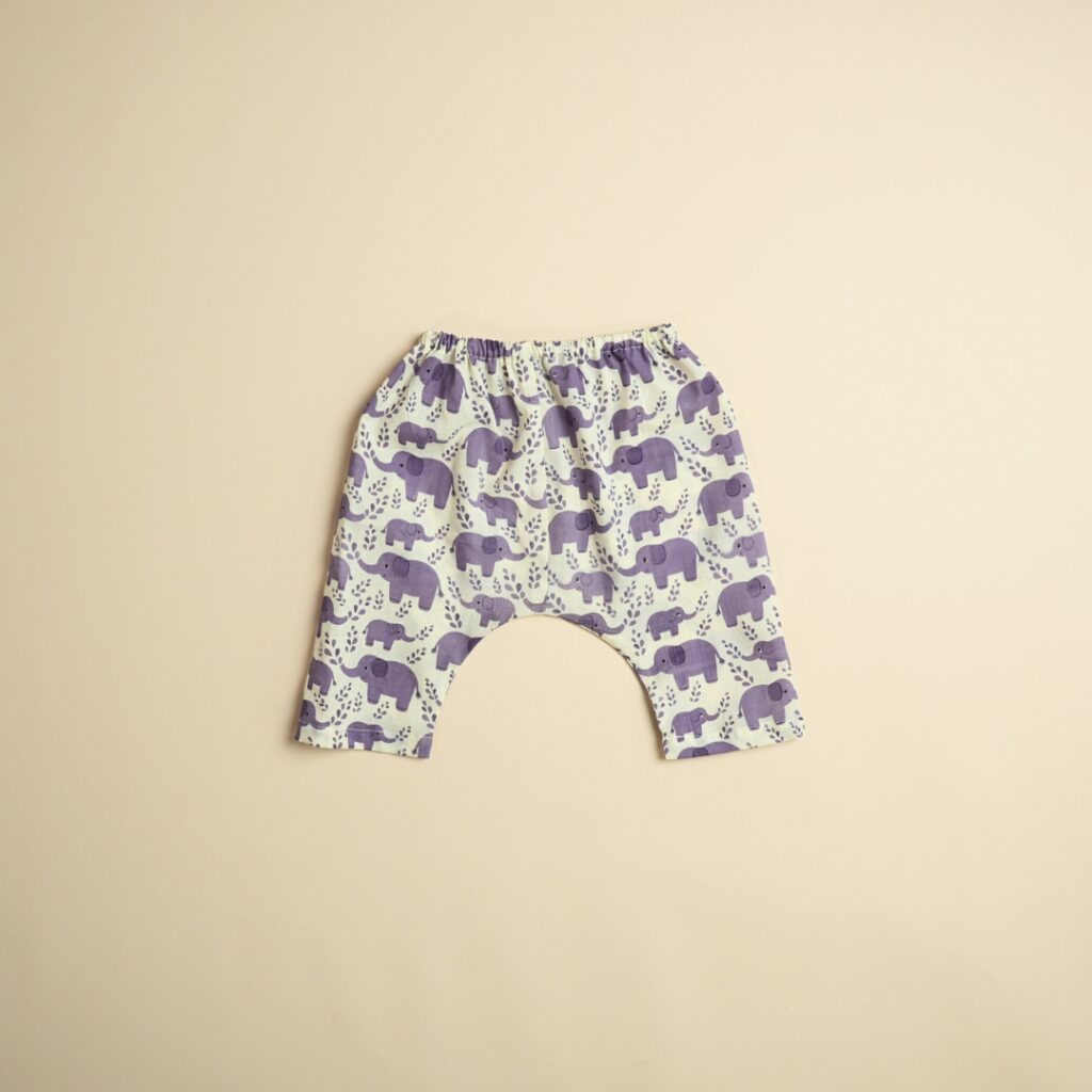 Hathi Mere Sathi (Purple) - Baby Cotton Jhabla Pajama Set - Image 7