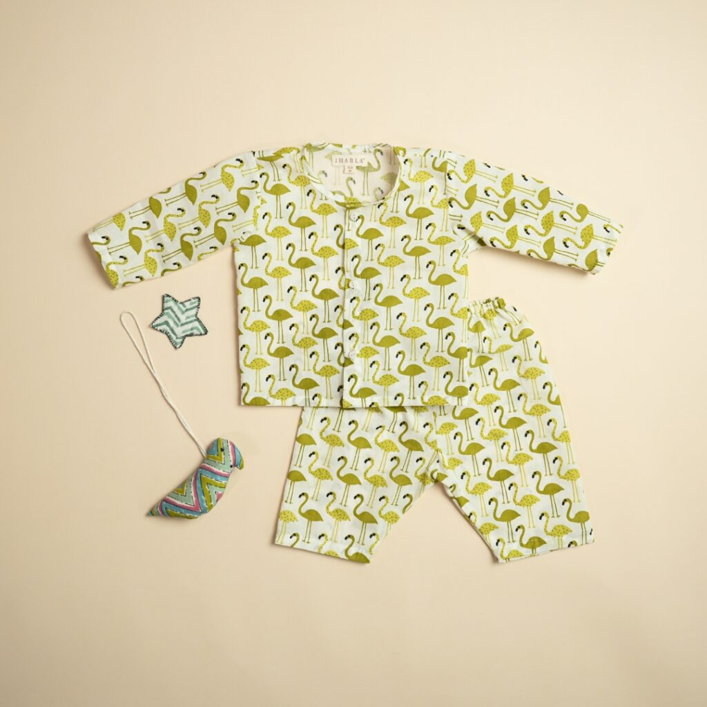 Green Flamingo - Unisex Jhabla Pajama Set