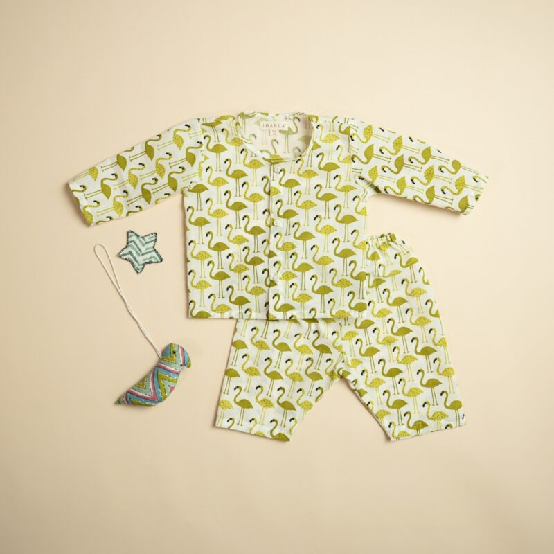 Green Flamingo - Unisex Jhabla Pajama Set