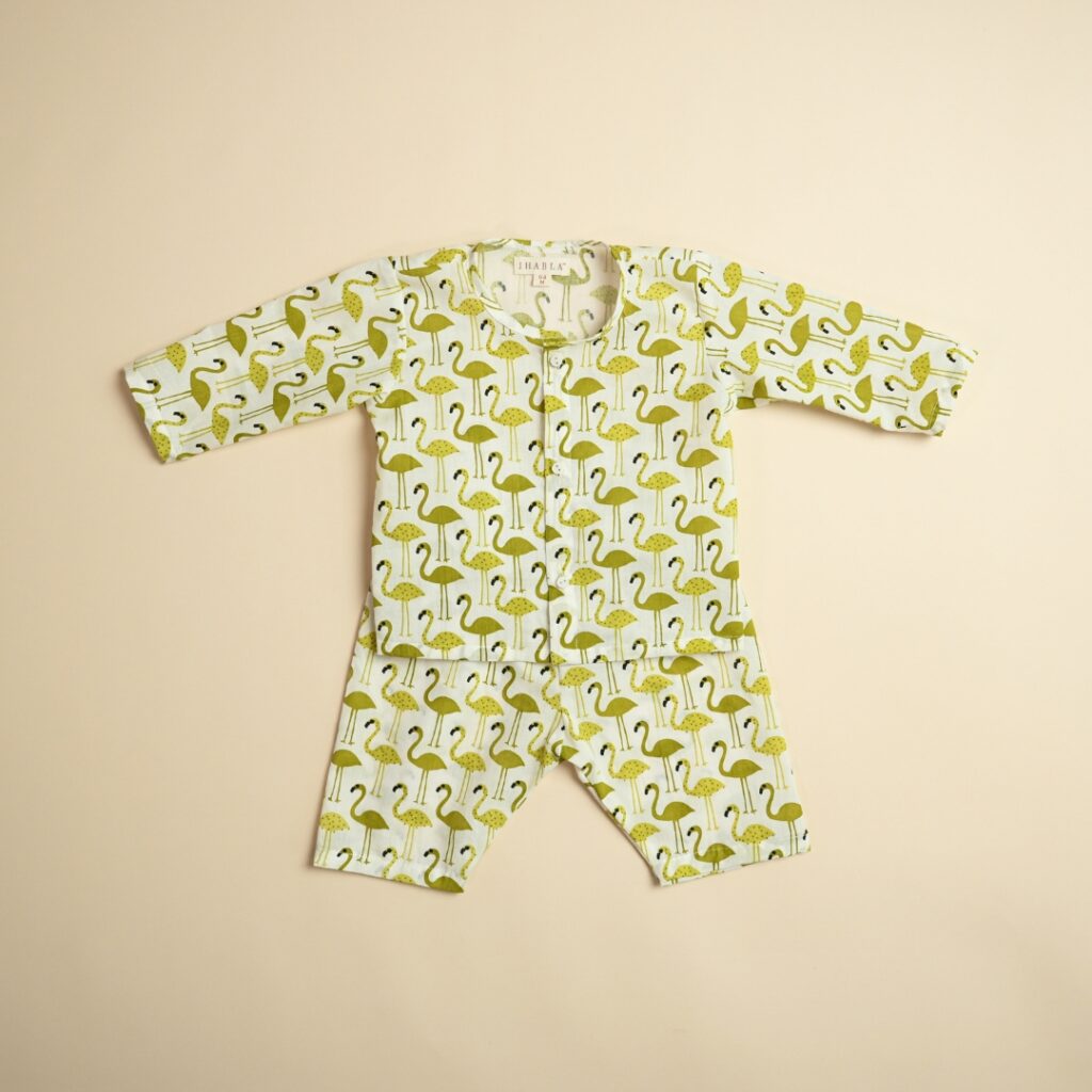 Green Flamingo - Unisex Jhabla Pajama Set - Image 3