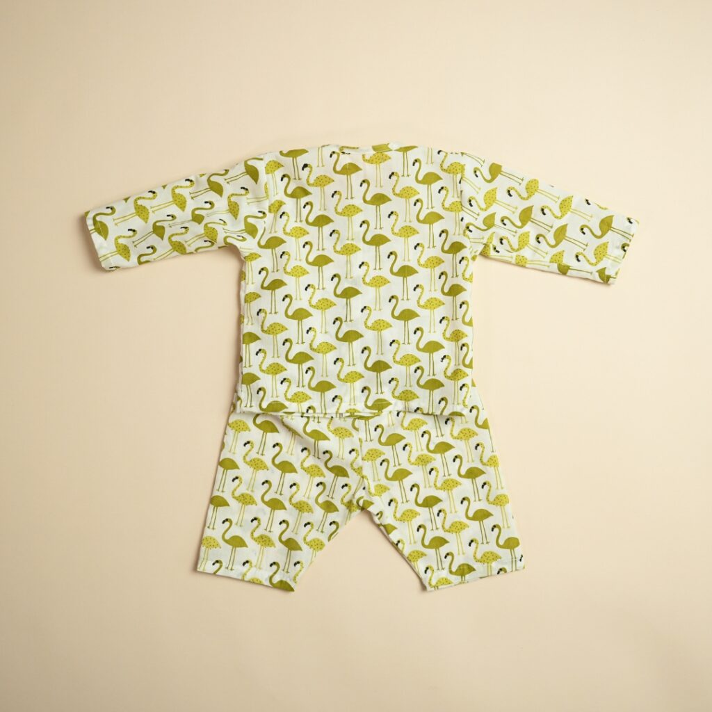 Green Flamingo - Unisex Jhabla Pajama Set - Image 4