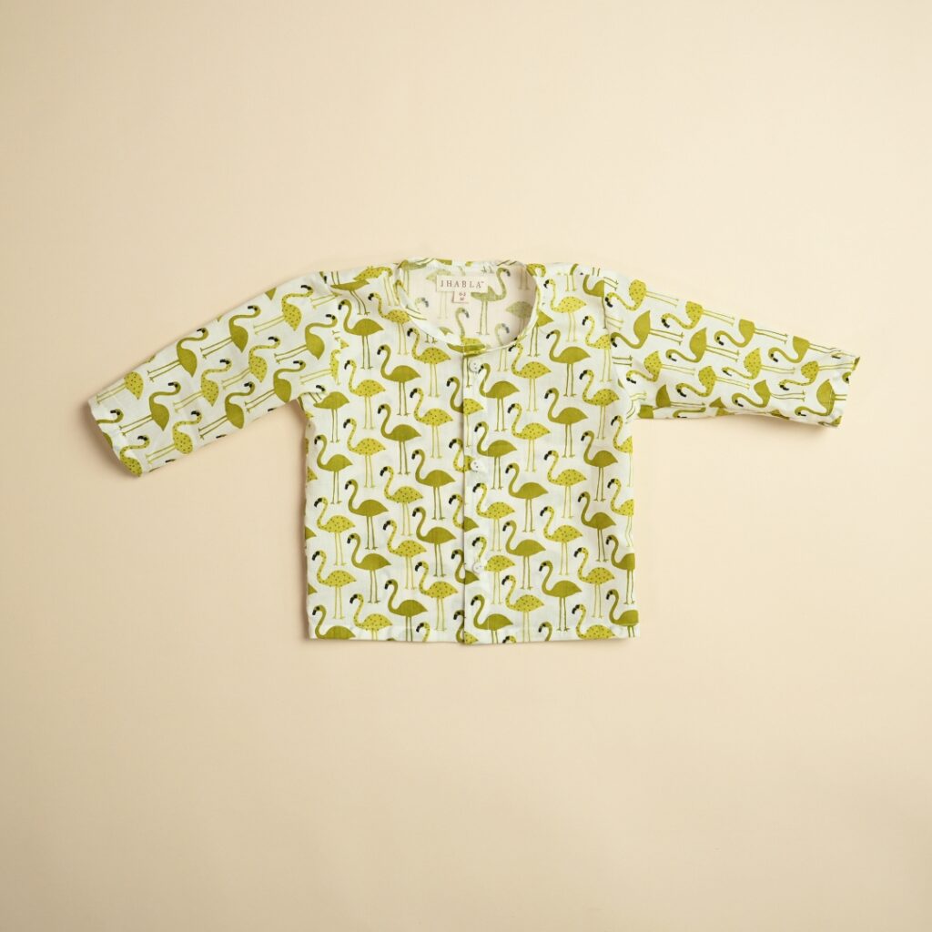 Green Flamingo - Unisex Jhabla Pajama Set - Image 5