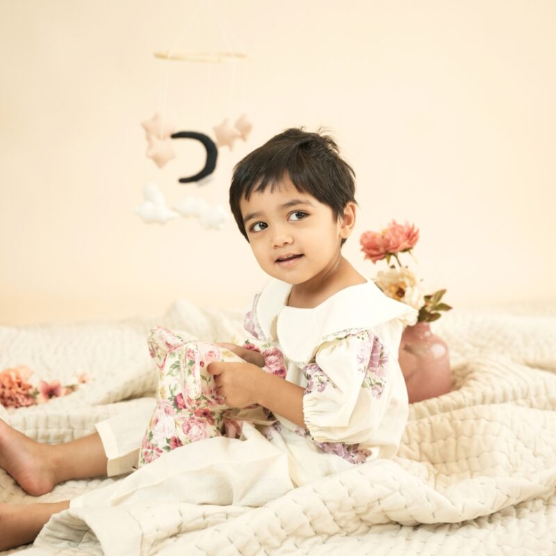English Rose Bouquet (Purple) - Girl Shirt Pajama Set