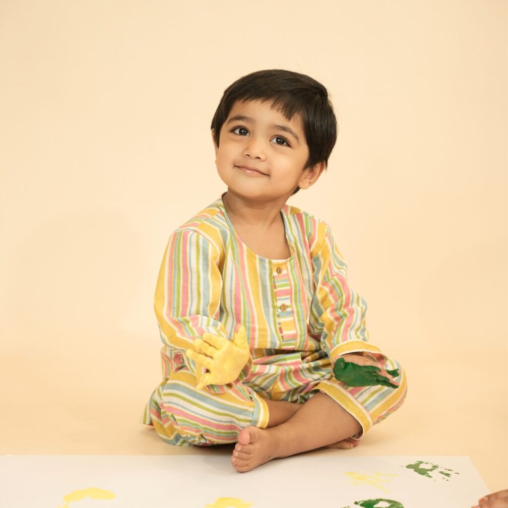 Happy Stripe - Unisex Jhabla Pajama Set - Image 2