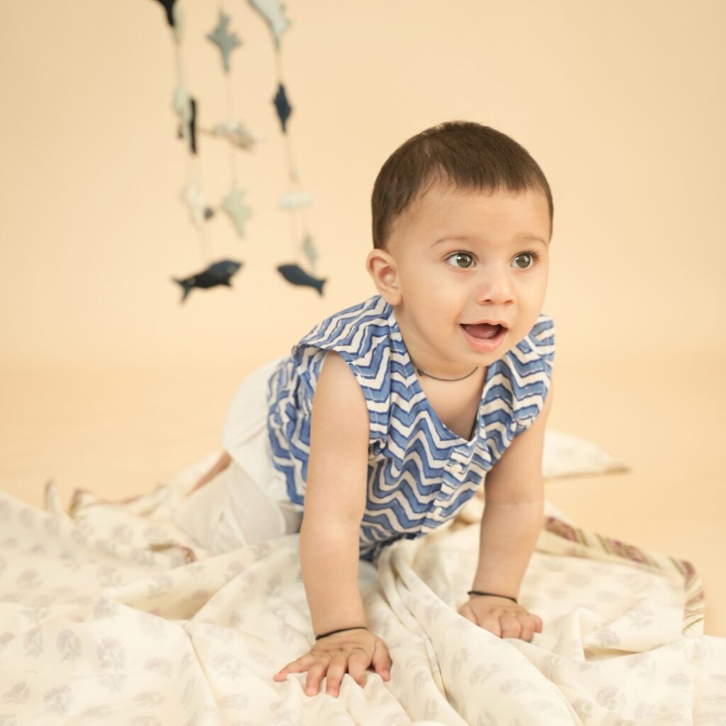 Blue Waves - Boy Jhabla Pajama Set - Image 2