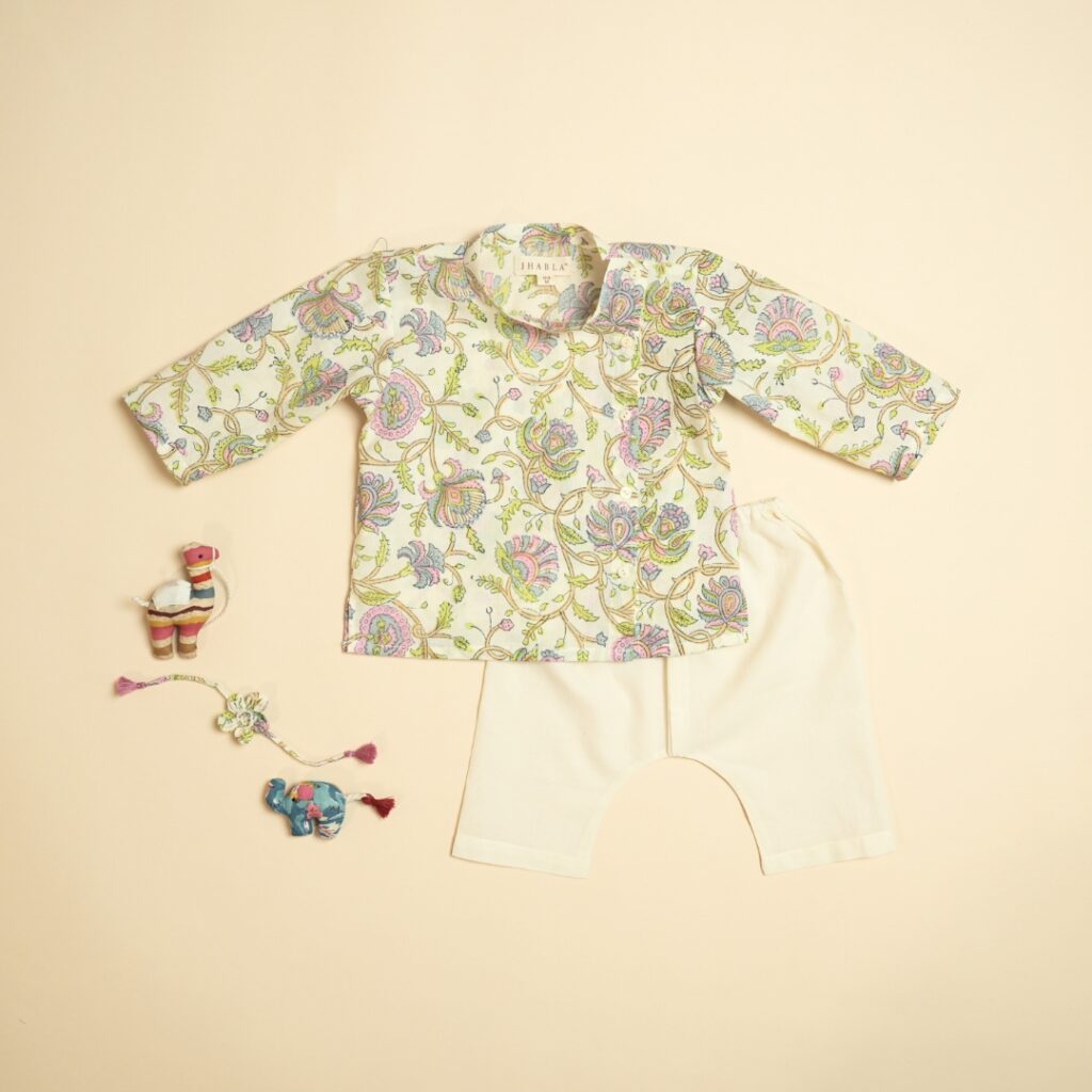 Pastel Petals - Boy Angrakha Pajama Set