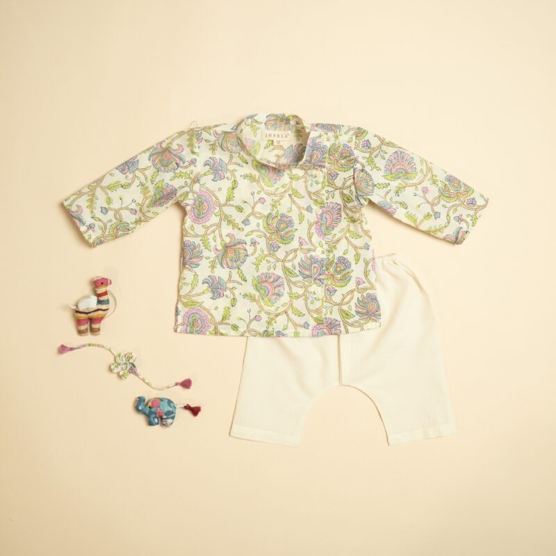 Pastel Petals - Boy Angrakha Pajama Set
