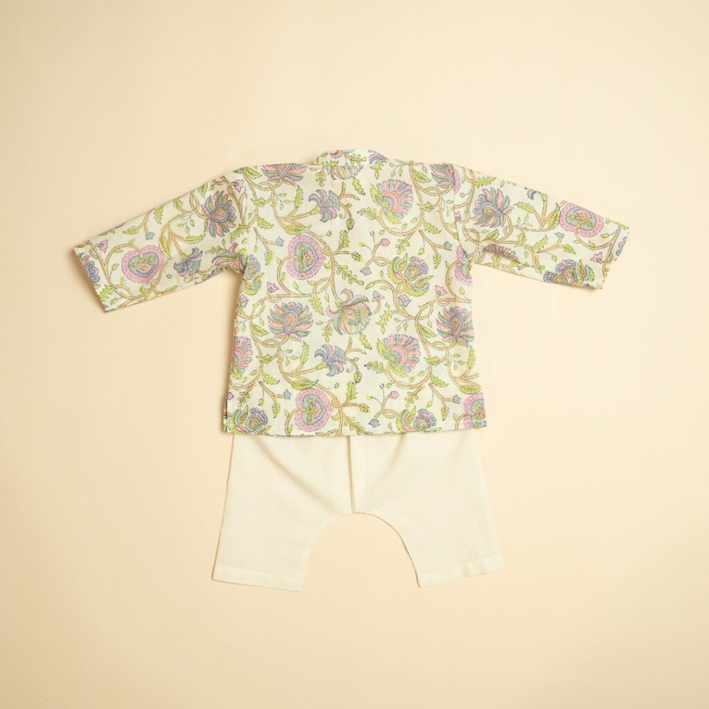 Pastel Petals - Boy Angrakha Pajama Set - Image 4