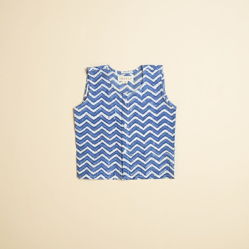 Blue Waves - Boy Jhabla Pajama Set - Image 5