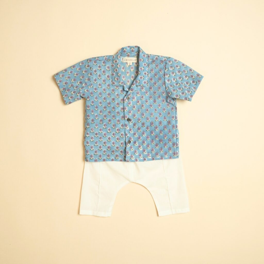 Blue Oasis - Boy Shirt Pajama Set - Image 2