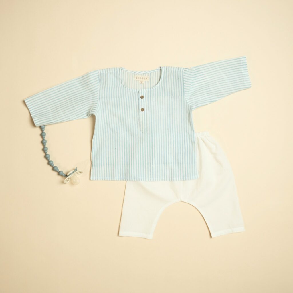 Baby Boy Cotton Full Sleev Kurta Pajama Set - Abstract Grey