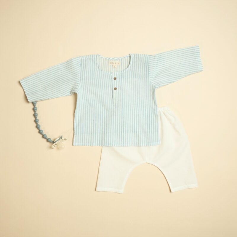 Baby Boy Cotton Full Sleev Kurta Pajama Set - Abstract Grey