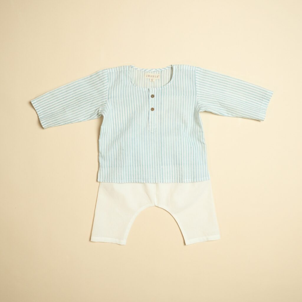 Baby Boy Cotton Full Sleev Kurta Pajama Set - Abstract Grey - Image 3