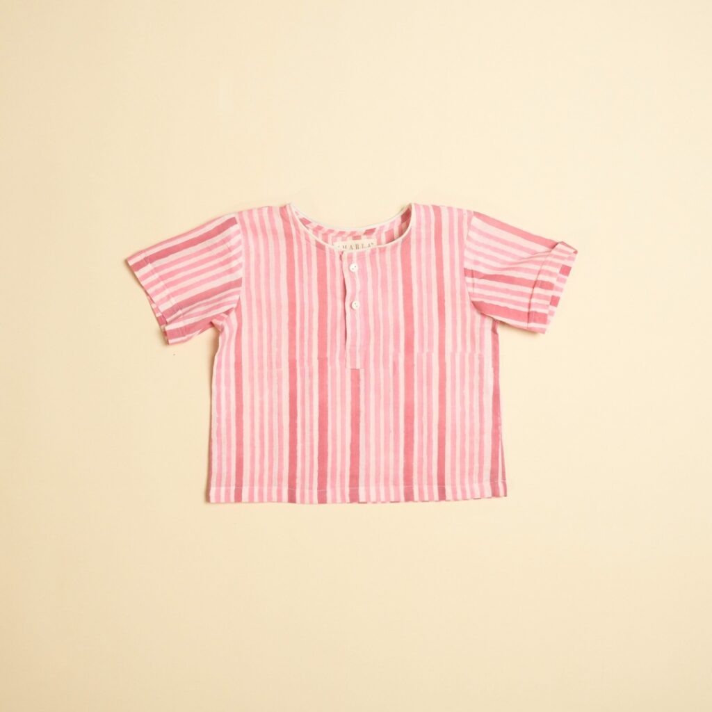 Pink Pinstripe - Girl Jhabla Pajama Set - Image 5