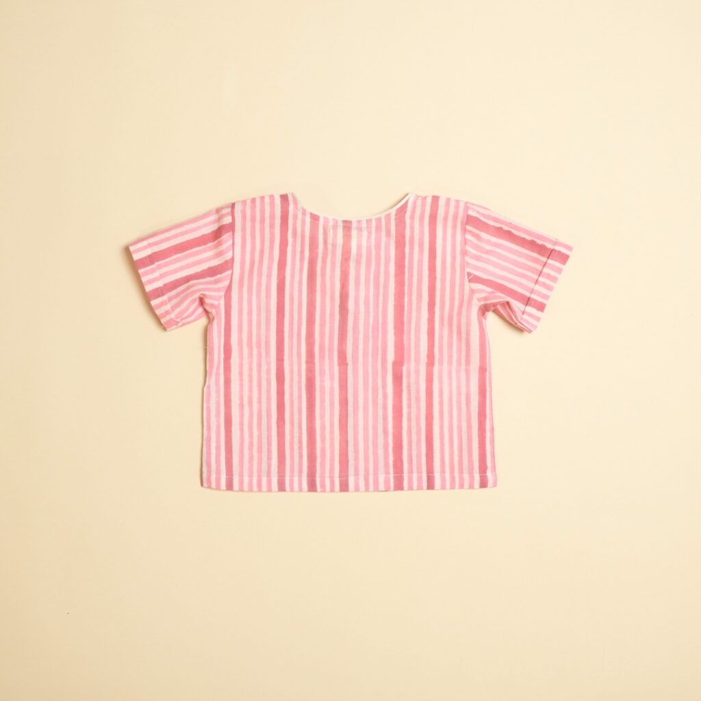 Pink Pinstripe - Girl Jhabla Pajama Set - Image 6