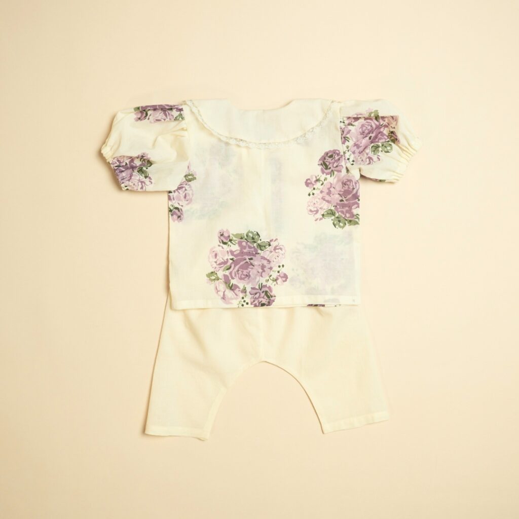 English Rose Bouquet (Purple) - Girl Shirt Pajama Set - Image 4