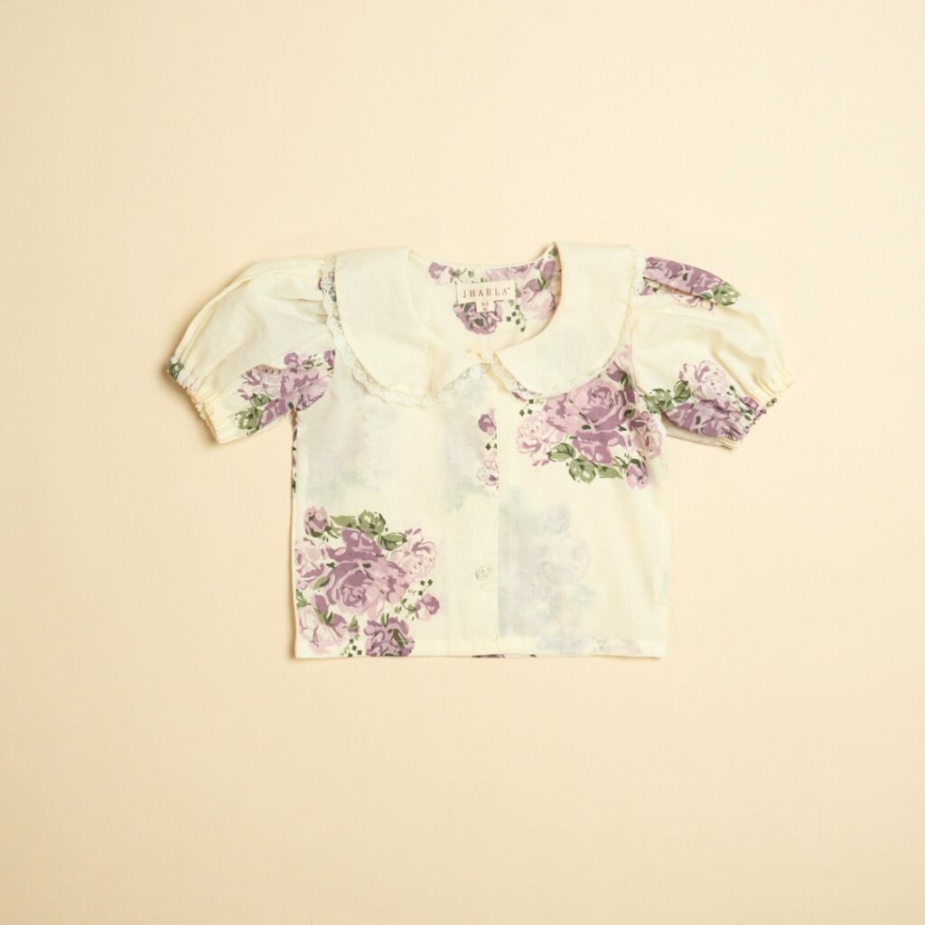 English Rose Bouquet (Purple) - Girl Shirt Pajama Set - Image 5