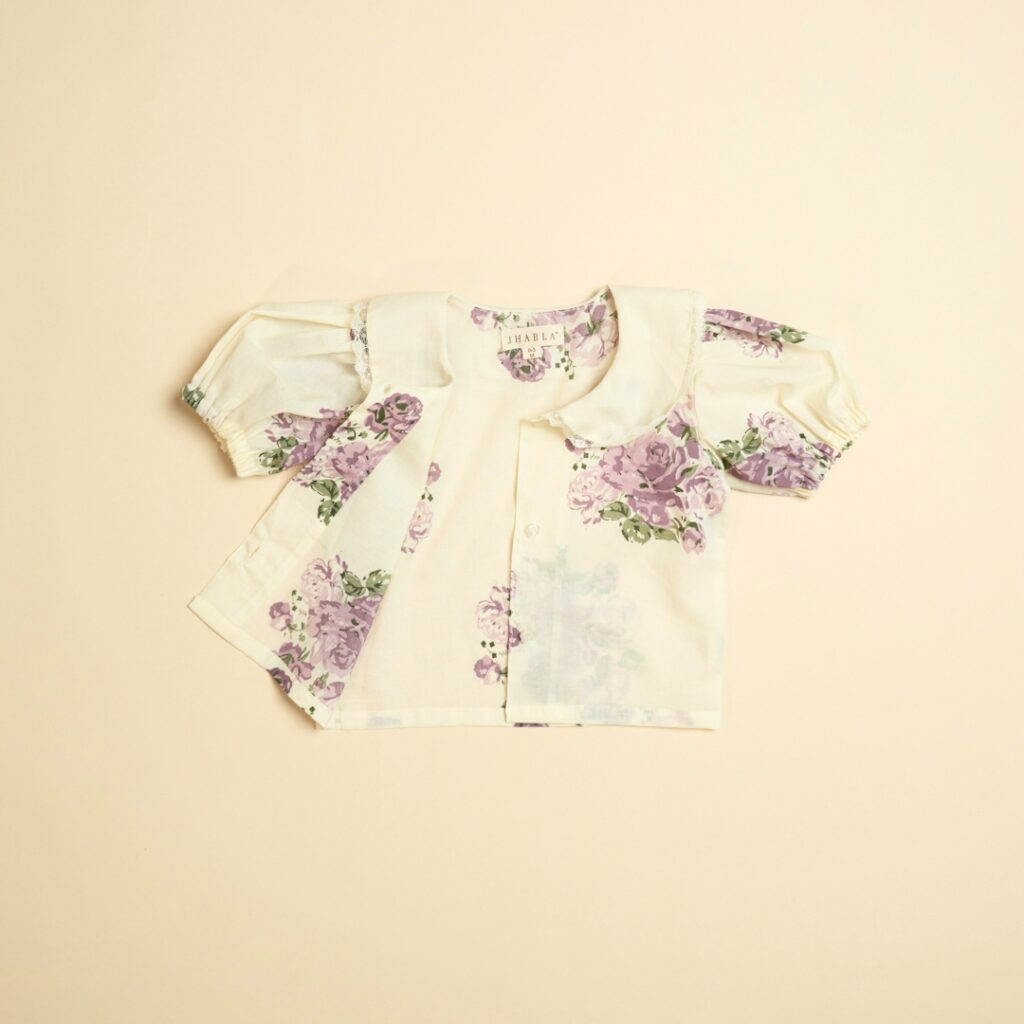 English Rose Bouquet (Purple) - Girl Shirt Pajama Set - Image 7