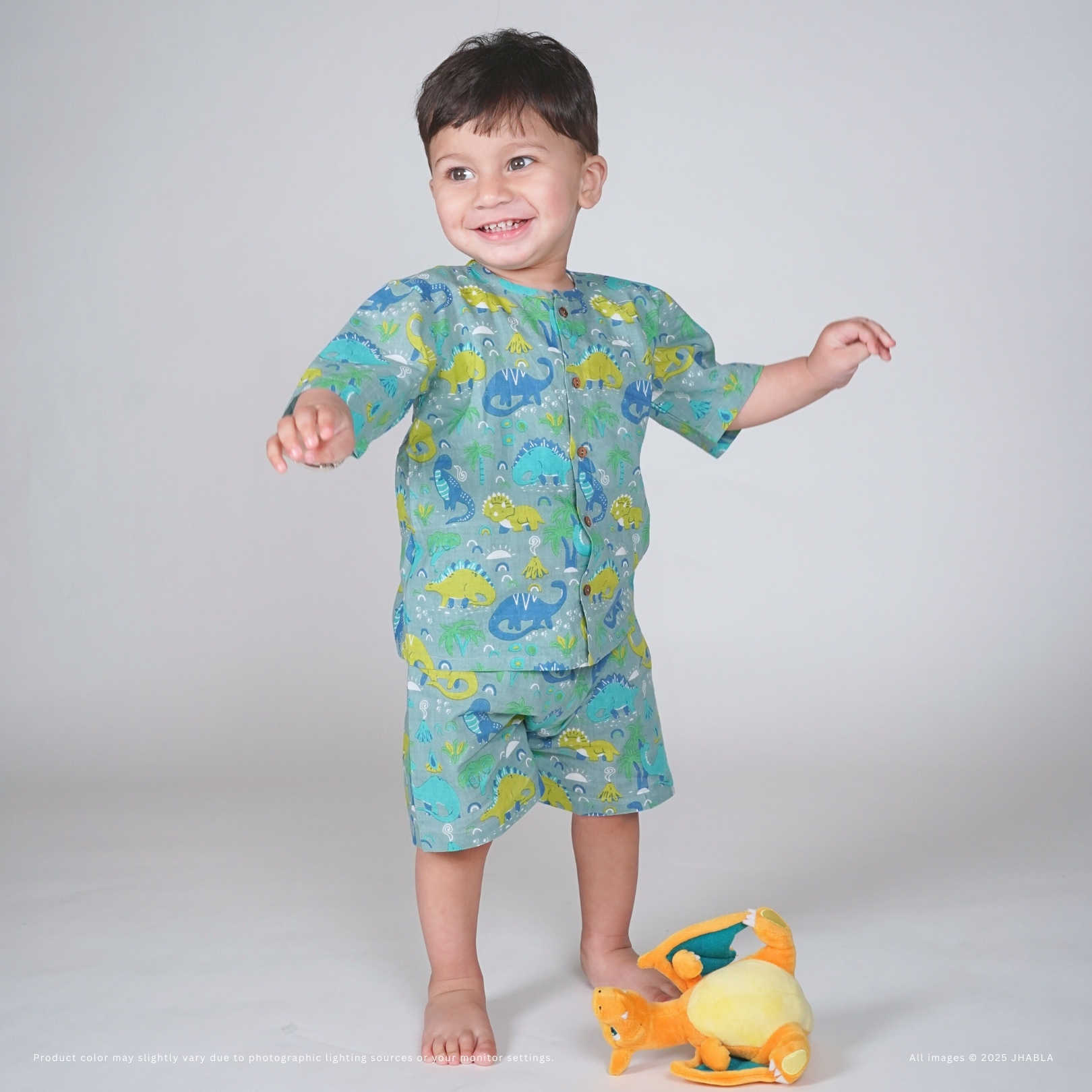 Jurassic Junior- Baby Cotton Jhabla Shorts Set