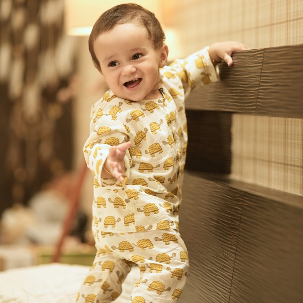 Yellow Turtles - Unisex Jhabla Pajama Set