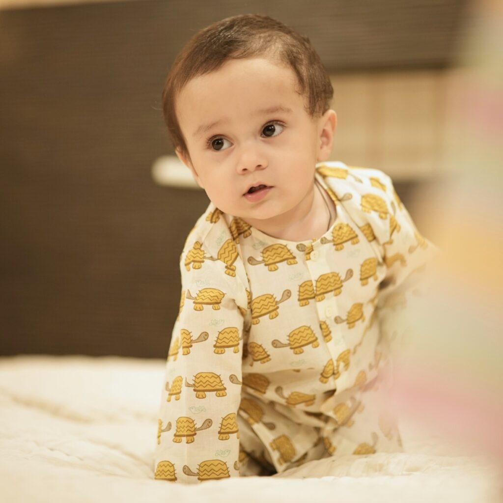 Yellow Turtles - Unisex Jhabla Pajama Set - Image 2