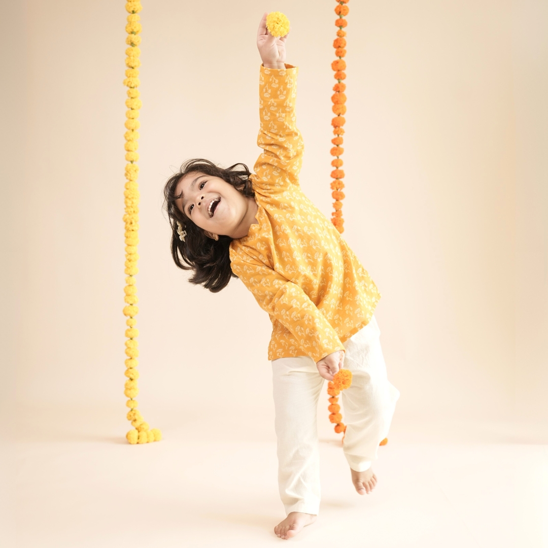Genda Phool – Baby Girl Cotton Kurta Pajama Set