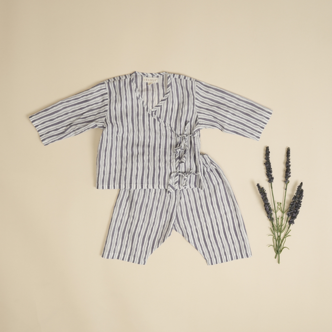 Lavender Ruffles – Baby Cotton Jhabla Pajama Set