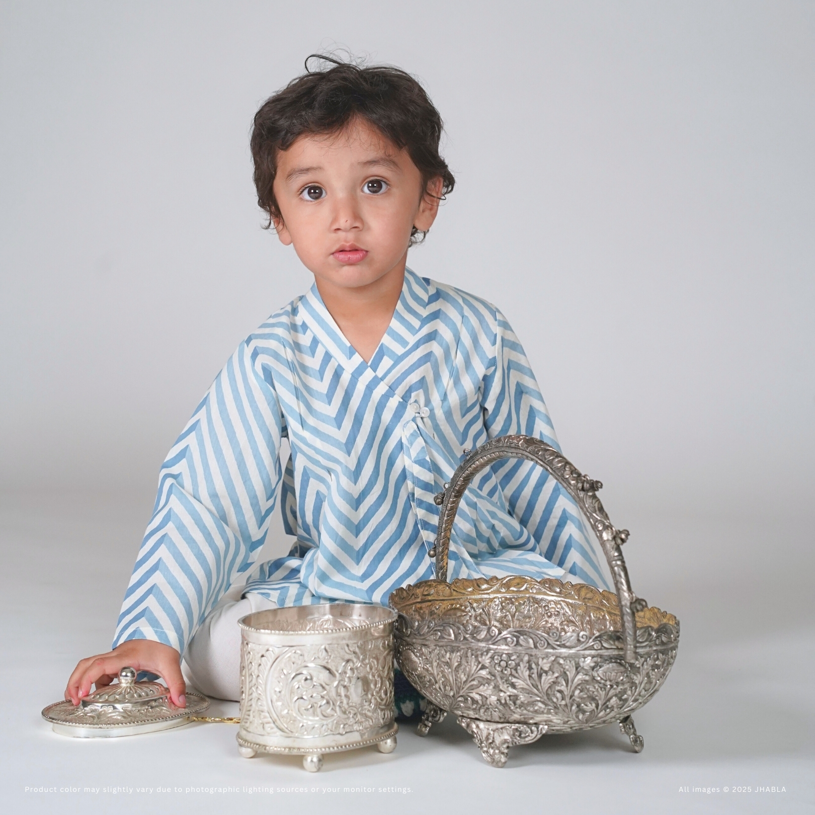 Yale Chevron – Baby Boy Cotton Angrakha Pajama Set