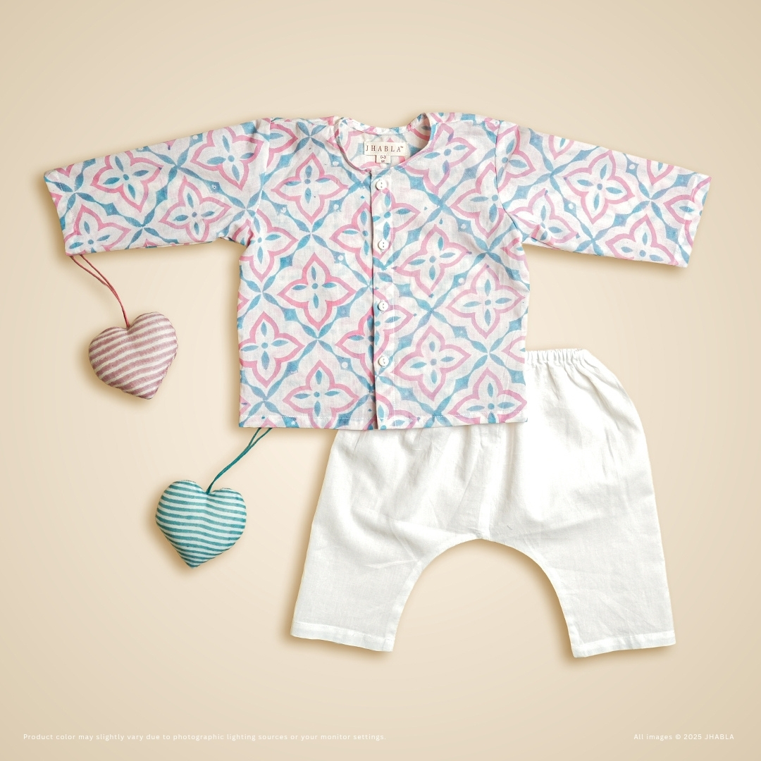 Kaleidoscope Kiddos – Baby Cotton Jhabla Pajama Set