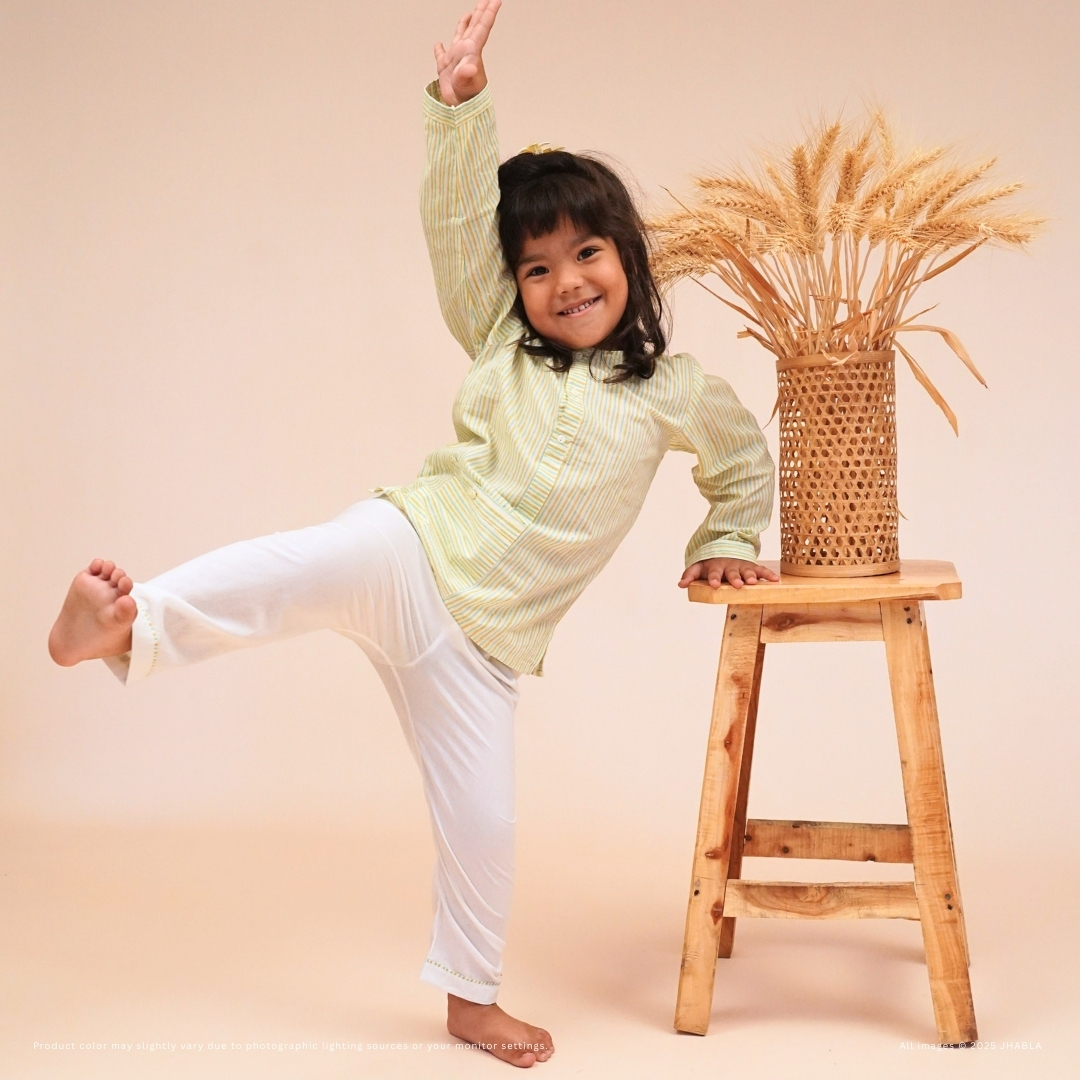 Mint To Be – Baby Cotton Jhabla Pajama Set