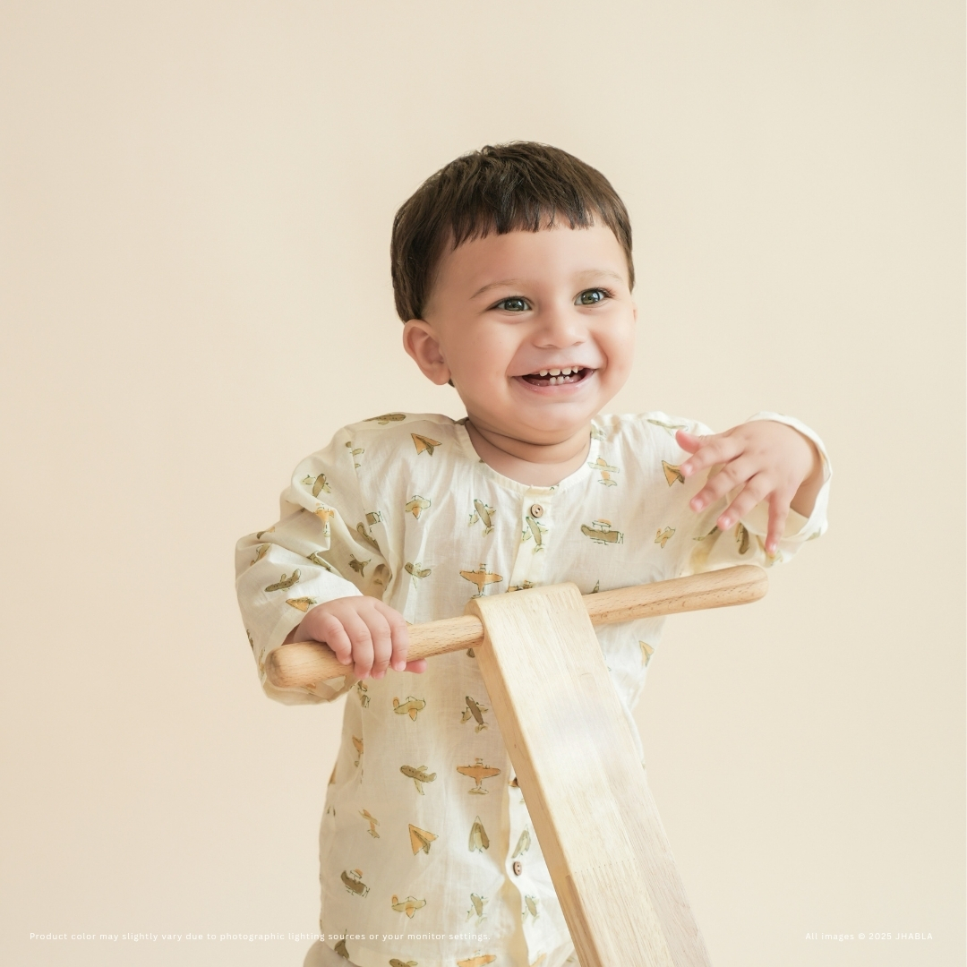 Skipping Town – Baby Cotton Jhabla Pajama Set
