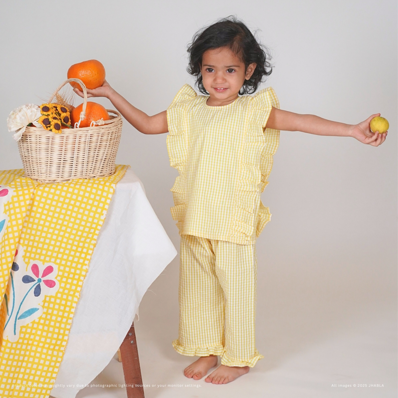 Lemon Frillies – Baby Girl Cotton Shirt Pajama Set